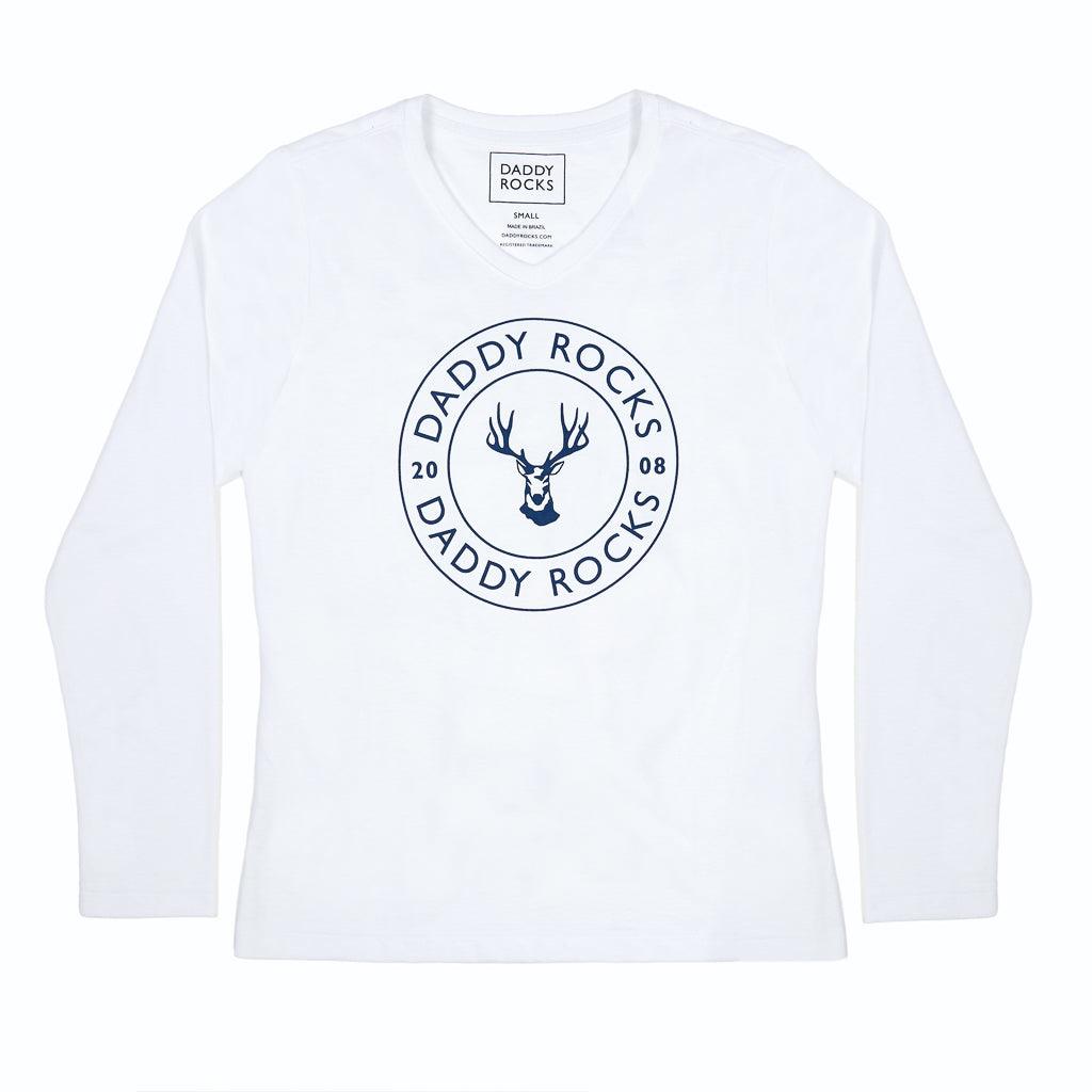 Camiseta Feminina Daddy Rocks - Manga Longa / Gola V - DADDY ROCKS